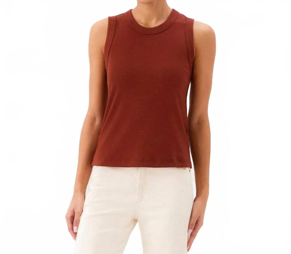 NEW KAREN KANE ribbed crewneck tank in chocolate